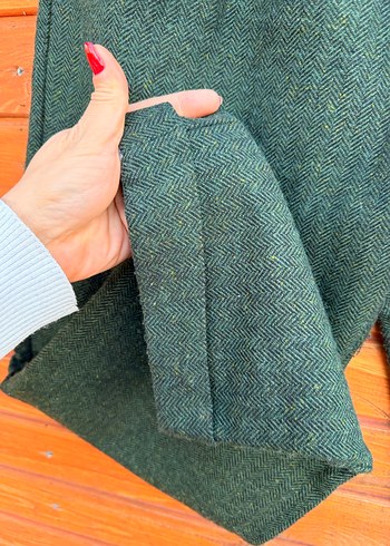 Kadın Yeşil Yün Pilili Pantolon - Görsel 4