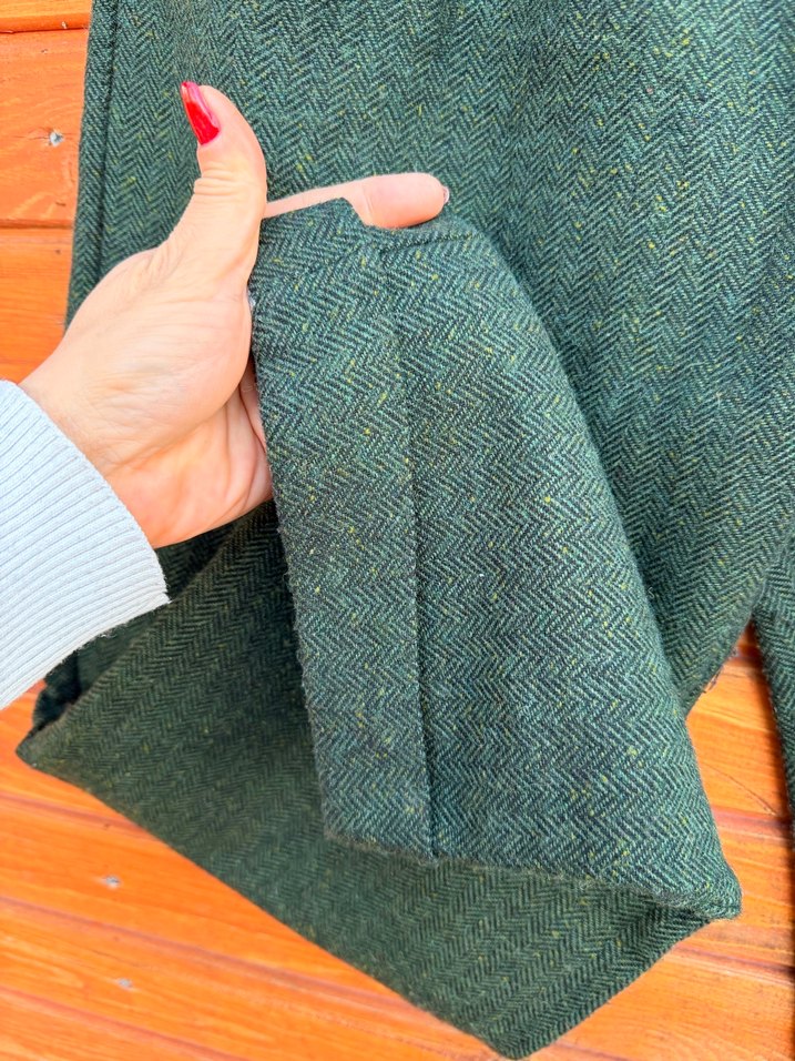 Kadın Yeşil Yün Pilili Pantolon - Görsel 4