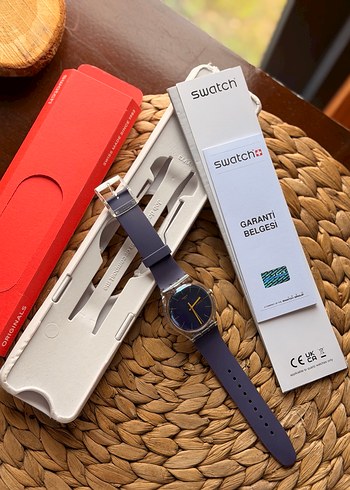 Swatch Renkli Kayışlı Mor Kadın Kol Saati su geçirmez - Görsel 8