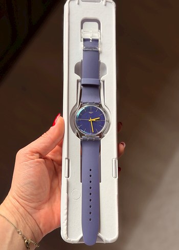 Swatch Renkli Kayışlı Mor Kadın Kol Saati su geçirmez - Görsel 4