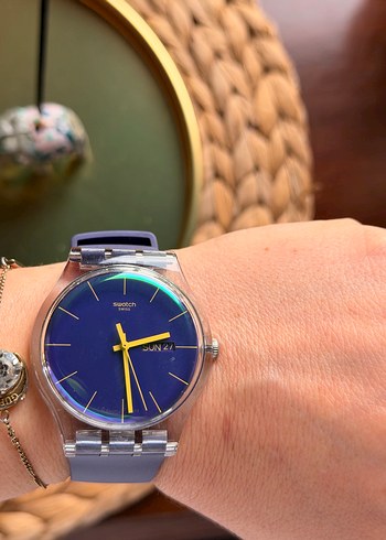 Swatch Renkli Kayışlı Mor Kadın Kol Saati su geçirmez - Görsel 2