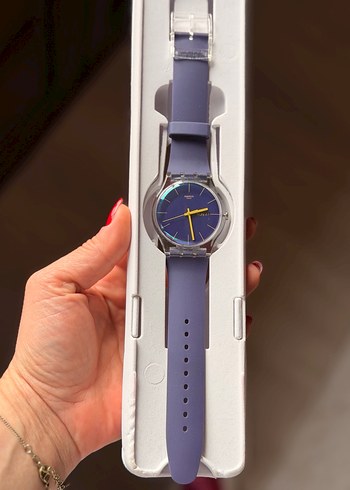 Swatch Renkli Kayışlı Mor Kadın Kol Saati su geçirmez - Görsel 3