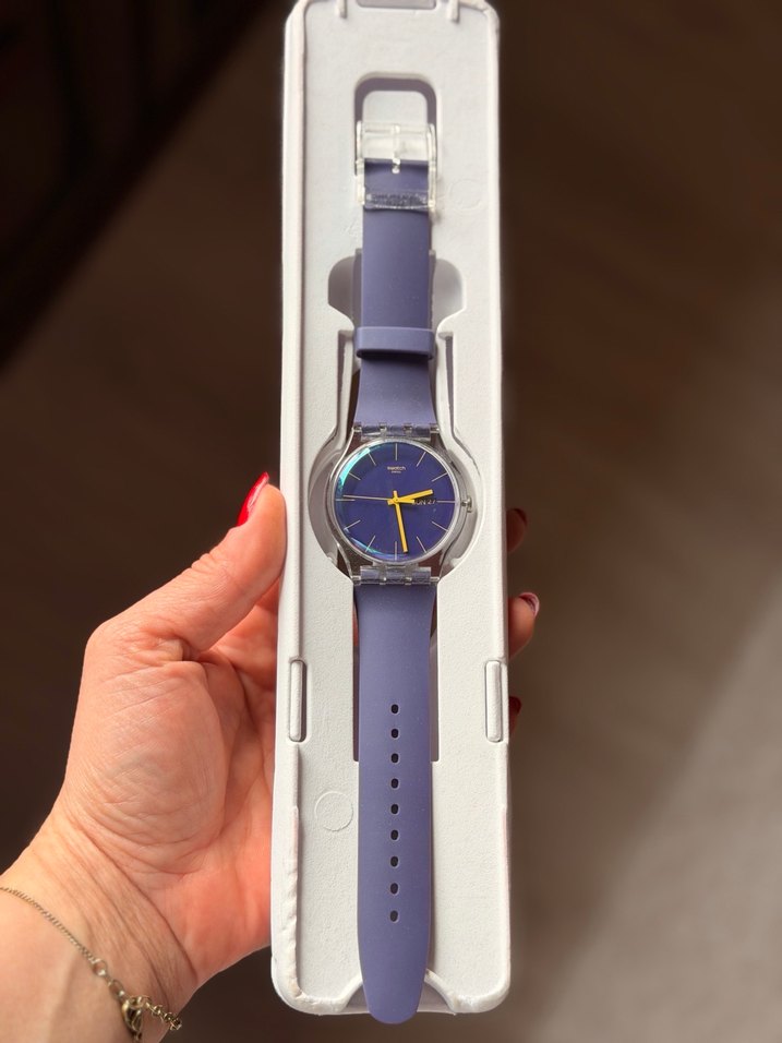 Swatch Renkli Kayışlı Mor Kadın Kol Saati su geçirmez - Görsel 4