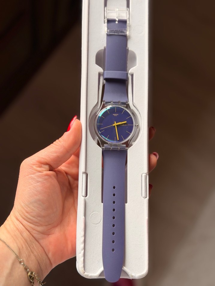 Swatch Renkli Kayışlı Mor Kadın Kol Saati su geçirmez - Görsel 3