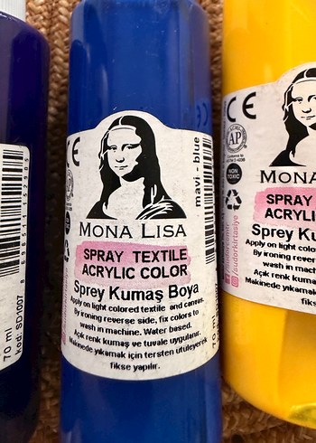 Mona Lisa Mor,Sarı ,kırmızı,yeşil ,mavi Akrilik Kumaş Sprey Boya - Görsel 3