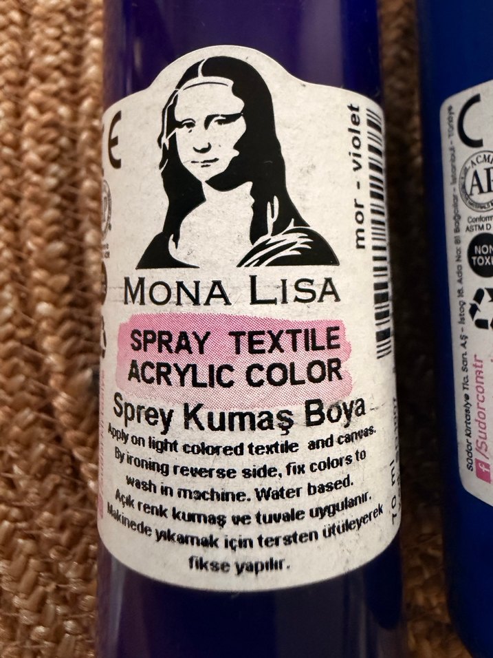 Mona Lisa Mor,Sarı ,kırmızı,yeşil ,mavi Akrilik Kumaş Sprey Boya - Görsel 2