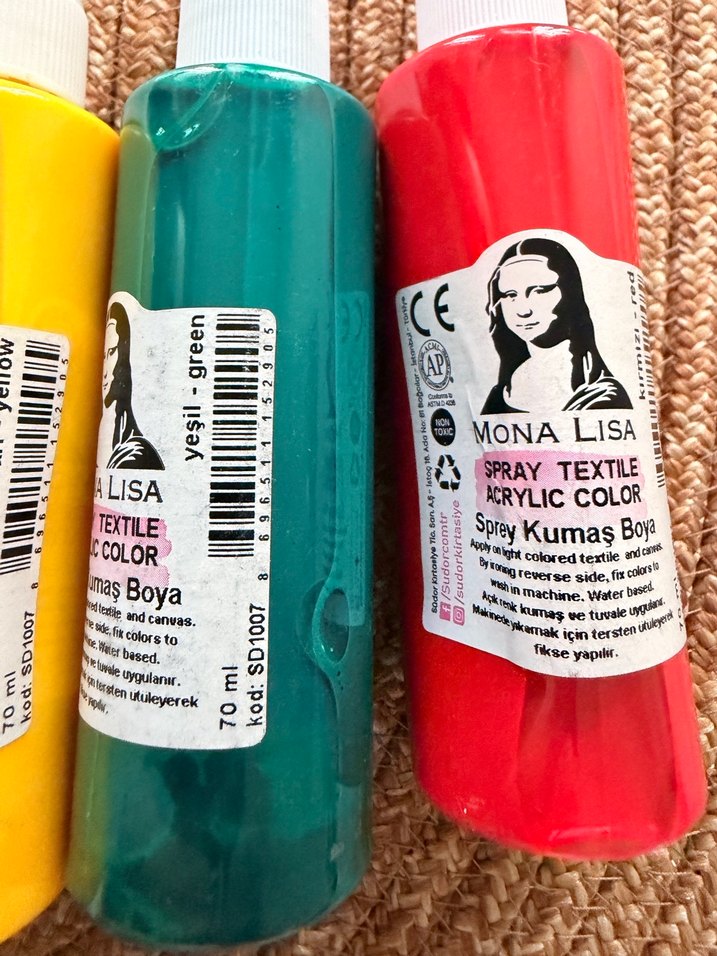 Mona Lisa Mor,Sarı ,kırmızı,yeşil ,mavi Akrilik Kumaş Sprey Boya - Görsel 5