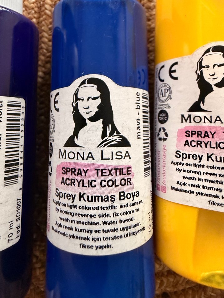 Mona Lisa Mor,Sarı ,kırmızı,yeşil ,mavi Akrilik Kumaş Sprey Boya - Görsel 3
