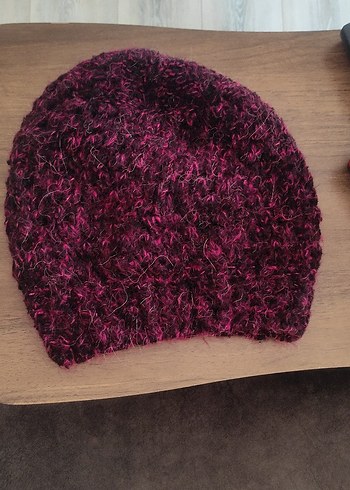 Bordo Kadın Örgü Bere - Görsel 3