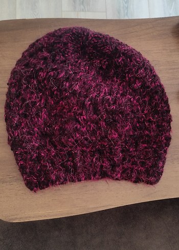 Bordo Kadın Örgü Bere - Görsel 2