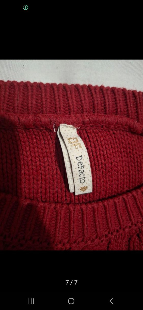 Kırmızı Kadın Örgü Bisiklet Yaka Kazak - Görsel 2