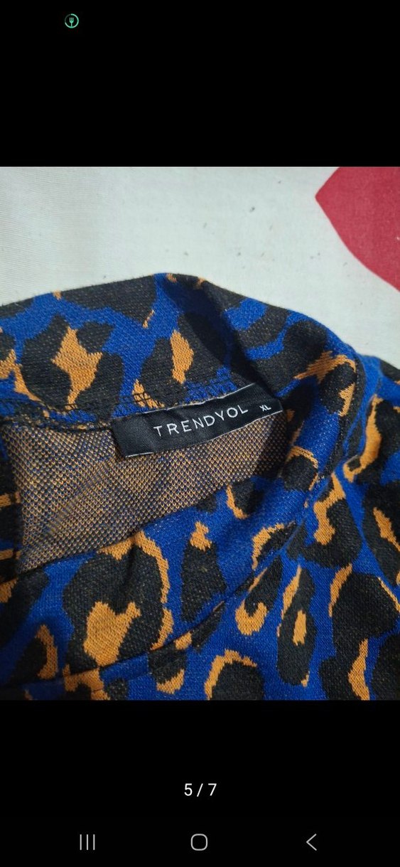 Uzun Kollu Mavi Desenli Kadın Bluz - Görsel 2