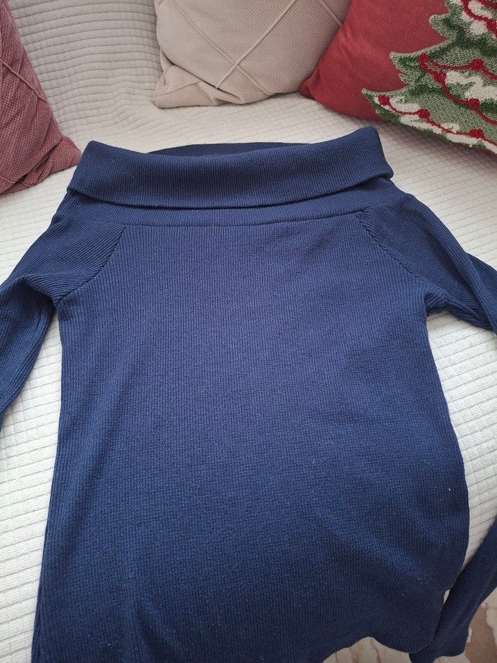 Düğmeli Boğazlı Mavi Kadın Kazak - Görsel 3