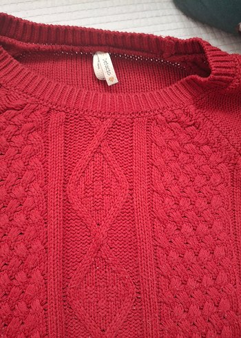 Kırmızı Örgü Bohem Kadın Kazak - Görsel 2