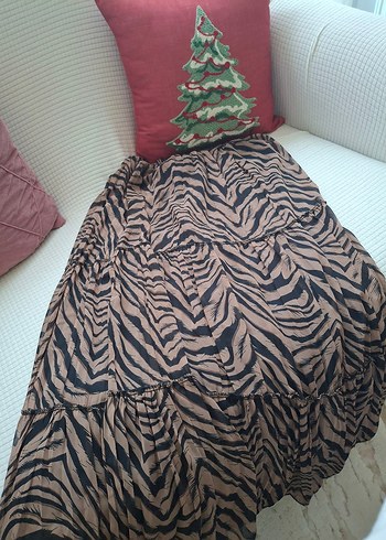 Kadın Kahverengi Zebra Desenli Uzun Etek - Görsel 3