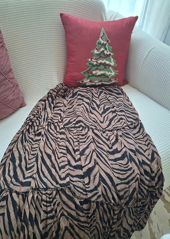 Kadın Kahverengi Zebra Desenli Uzun Etek - Görsel 5