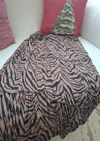 Kadın Kahverengi Zebra Desenli Uzun Etek - Görsel 6