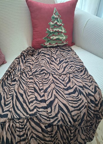 Kadın Kahverengi Zebra Desenli Uzun Etek - Görsel 7