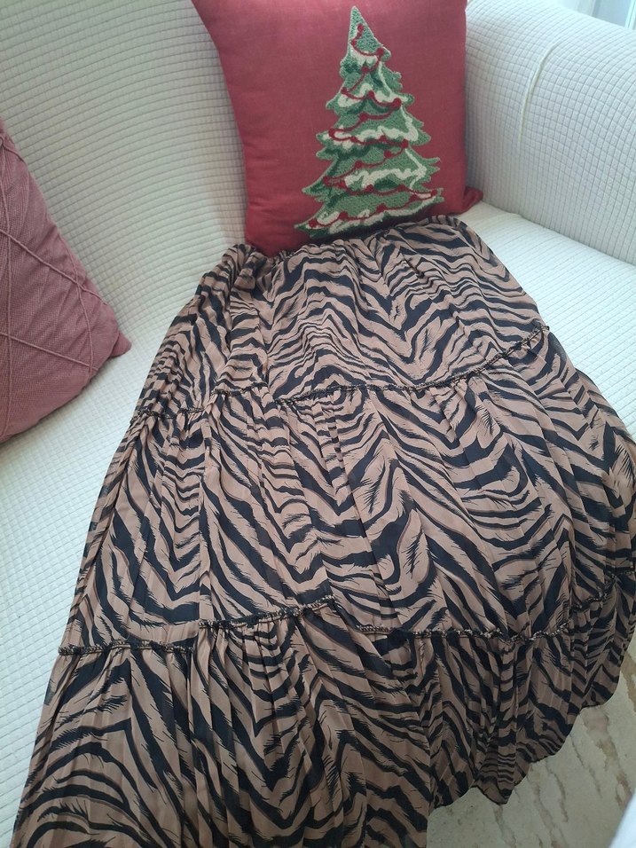 Kadın Kahverengi Zebra Desenli Uzun Etek - Görsel 4