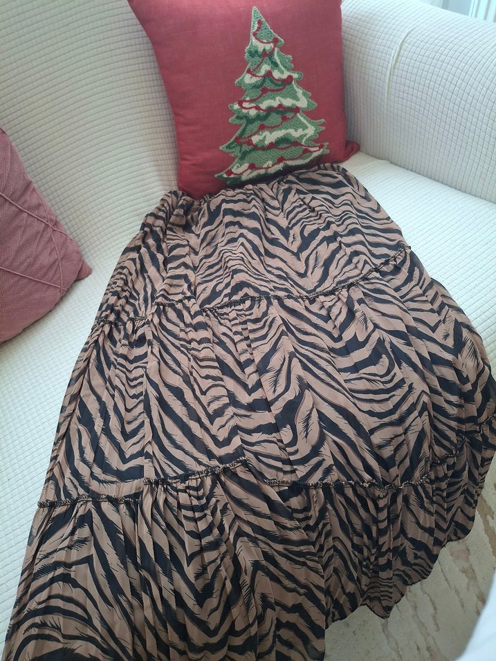 Kadın Kahverengi Zebra Desenli Uzun Etek - Görsel 3