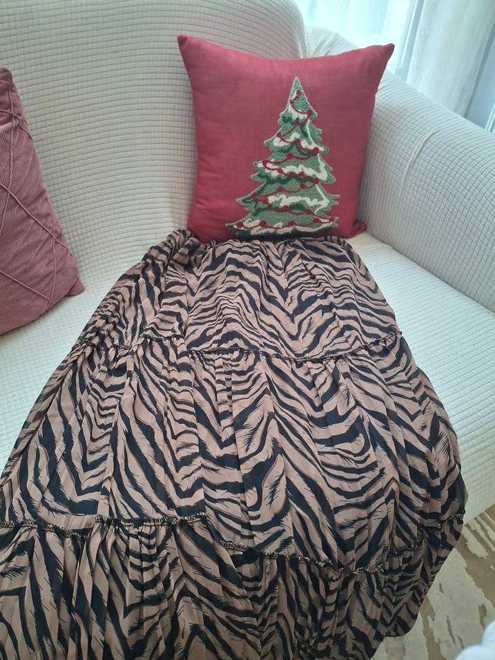 Kadın Kahverengi Zebra Desenli Uzun Etek - Görsel 5