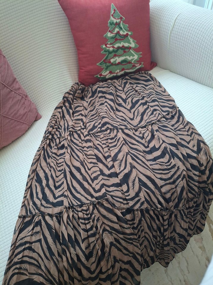 Kadın Kahverengi Zebra Desenli Uzun Etek - Görsel 2