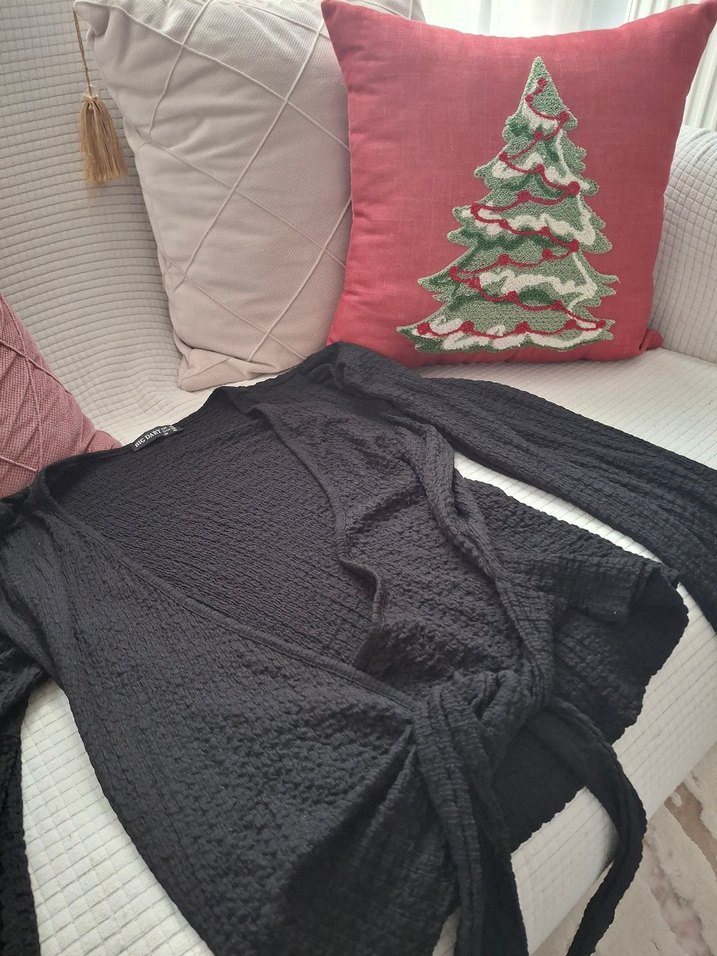 Siyah Örgü Triko  Kazak - Görsel 2