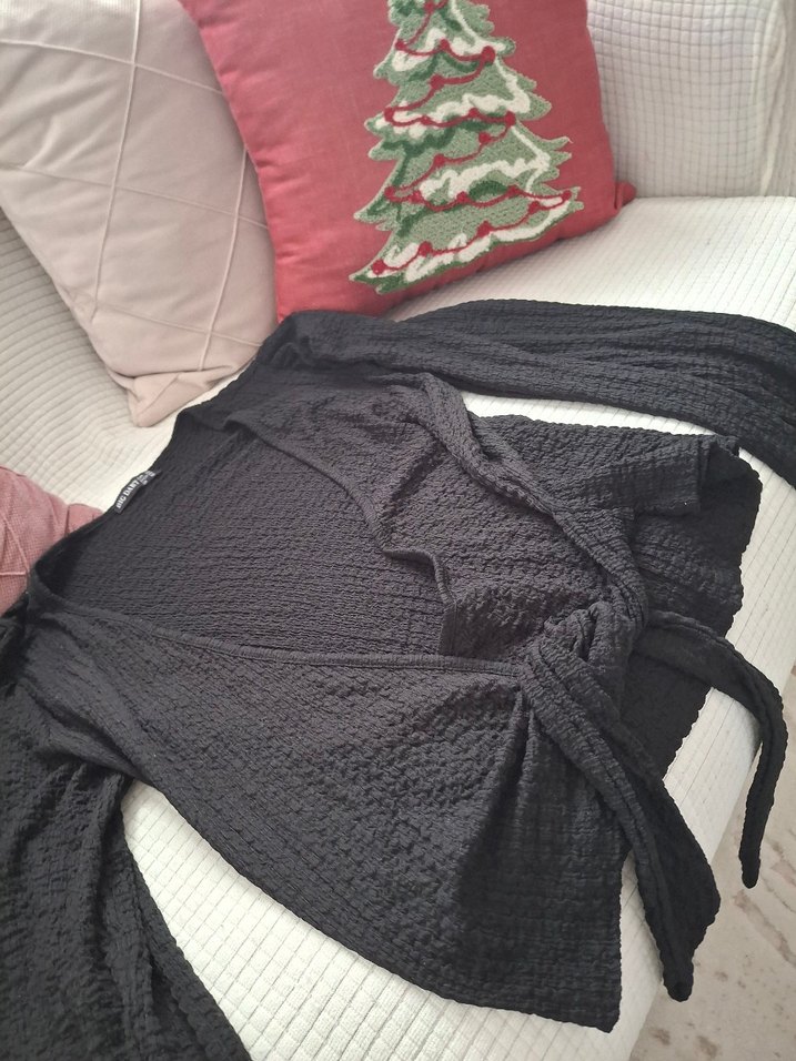 Siyah Örgü Triko  Kazak - Görsel 3