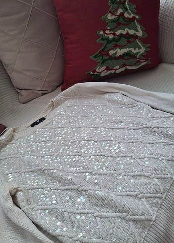 Beyaz Parlak Örgü Kadın Kazak - Görsel 8