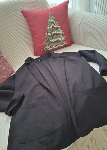 Siyah Midi Keten Kadın Ceket - Görsel 3