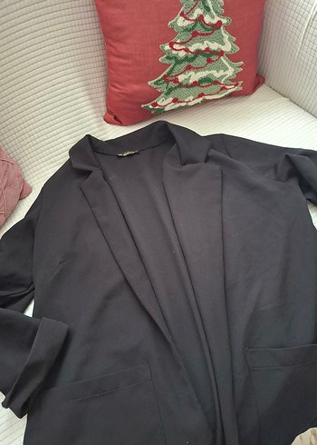 Siyah Midi Keten Kadın Ceket - Görsel 5