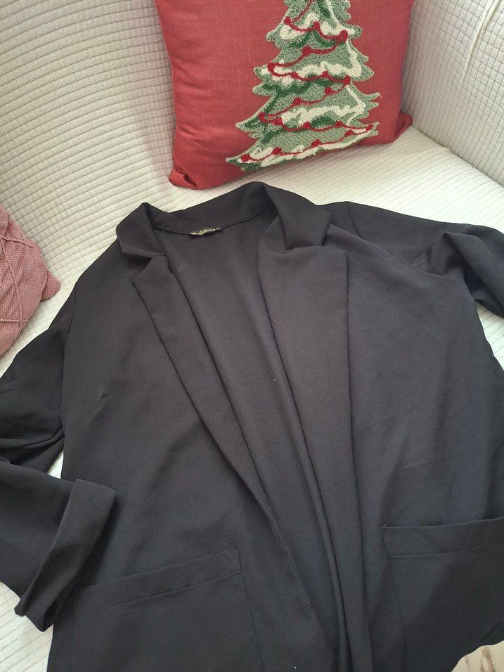 Siyah Midi Keten Kadın Ceket - Görsel 5