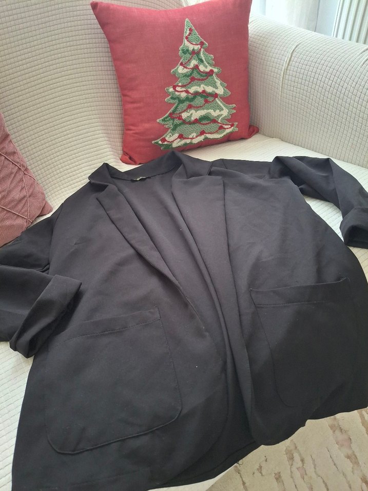 Siyah Midi Keten Kadın Ceket - Görsel 2