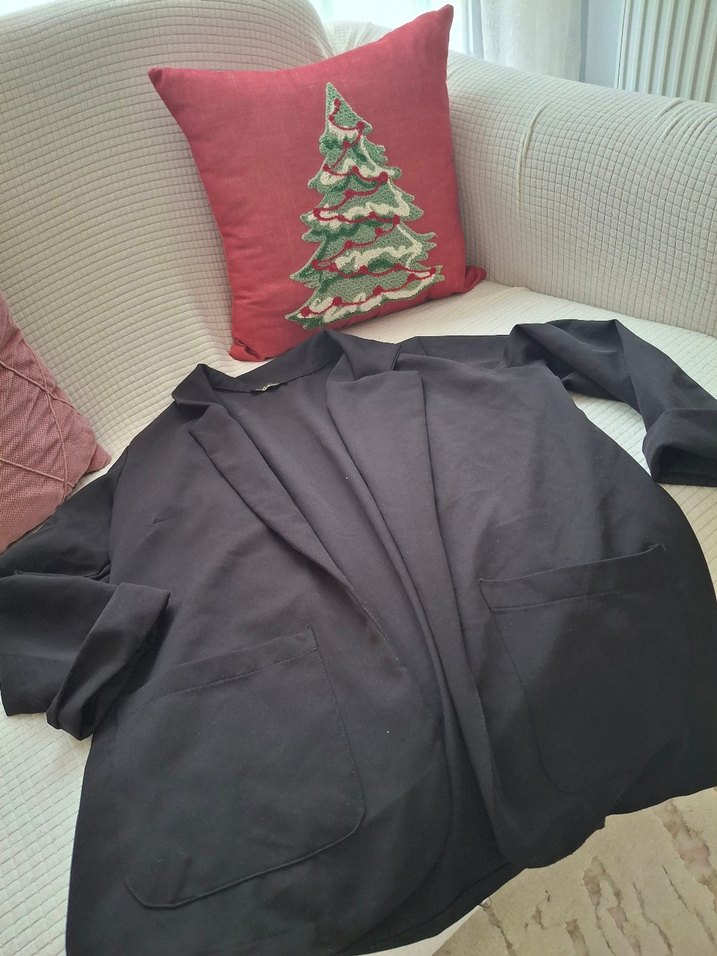 Siyah Midi Keten Kadın Ceket - Görsel 4