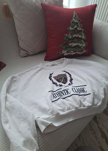 Beyaz Pamuklu Kadın Sweatshirt - Görsel 2