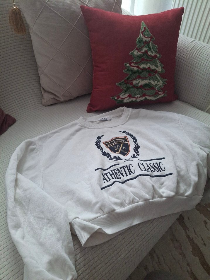 Beyaz Pamuklu Kadın Sweatshirt - Görsel 2