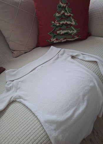 Düğmeli Beyaz Hamile Uzun Kollu Bluz - Görsel 5