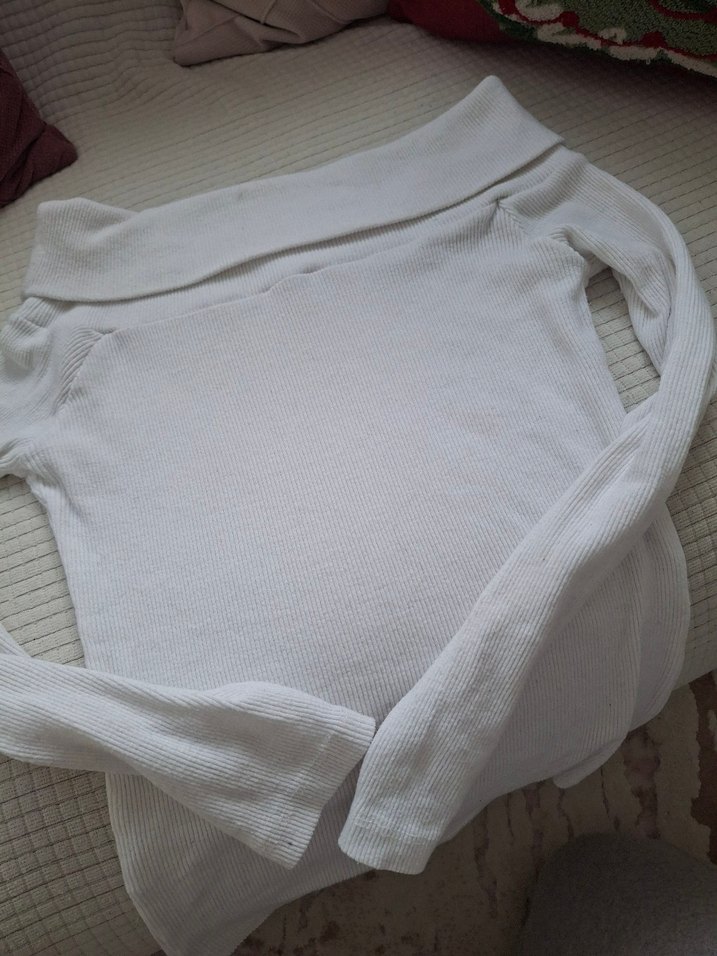 Düğmeli Beyaz Hamile Uzun Kollu Bluz - Görsel 3