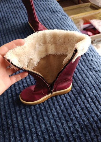 30 Beden Bordo Kürklü Kız Çocuk Botu 30Numara