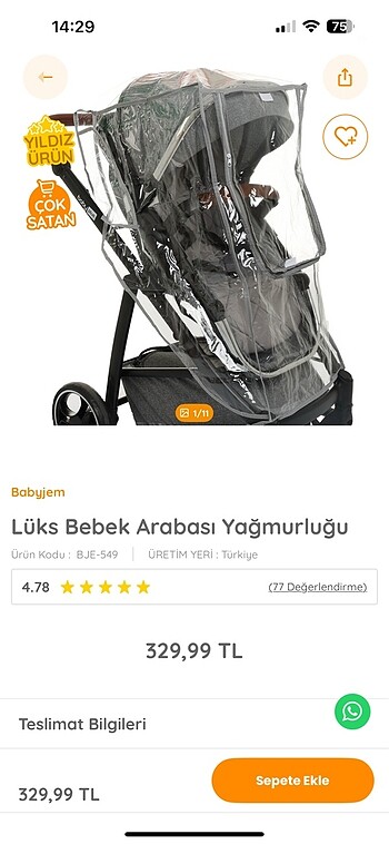 Diğer Beden beyaz Renk Bebek arabası yağmurluğu