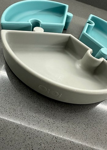 Çocuklar için Bölmeli Tabak Seti - Mavi ve Gri - Görsel 3