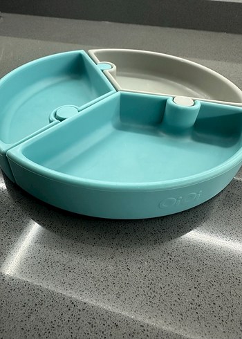 Çocuklar için Bölmeli Tabak Seti - Mavi ve Gri - Görsel 2