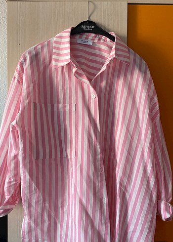 Pembe Çizgili Uzun Kollu Gömlek
