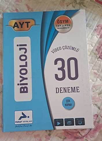 Ayt biyoloji parafin yayınları deneme 