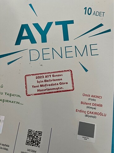 Beden Renk 345 yayınları ayt matematik ve ayt fen denemeleri