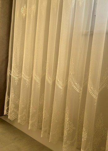 Beyaz Nakışlı Modern Klasik Perde - Görsel 2