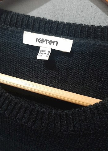 Koton Nakışlı Siyah Oversize Kazak
