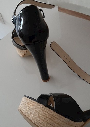 Siyah Platform Topuklu Kadın Sandalet - Görsel 5