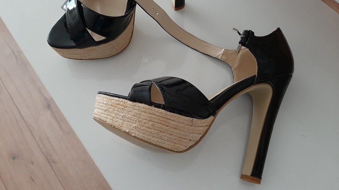 Siyah Platform Topuklu Kadın Sandalet - Görsel 4