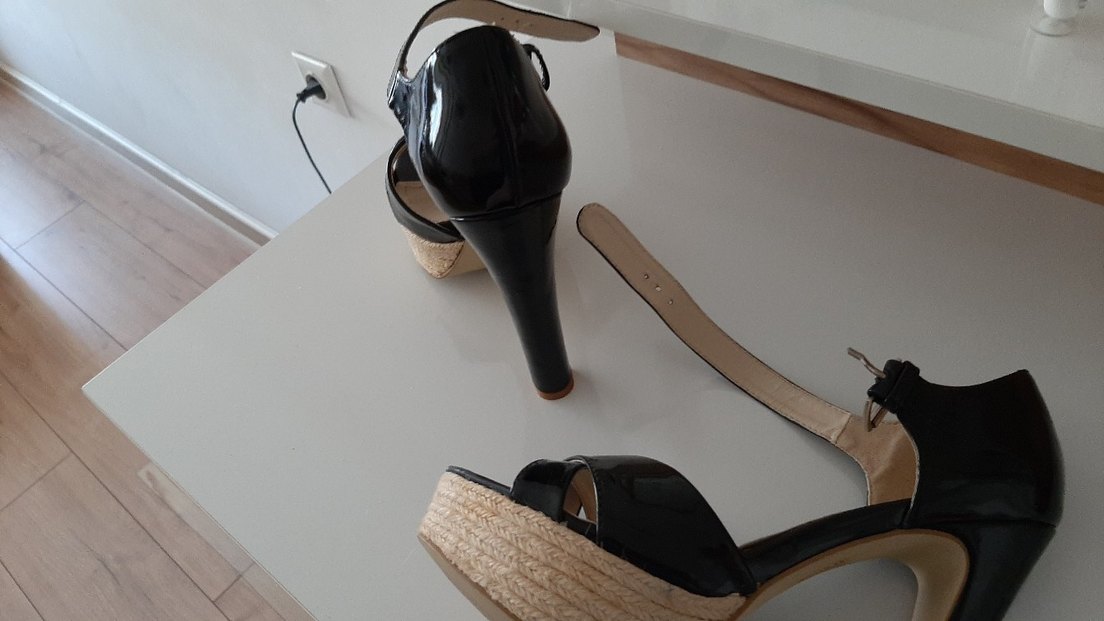 Siyah Platform Topuklu Kadın Sandalet - Görsel 5